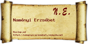 Naményi Erzsébet névjegykártya